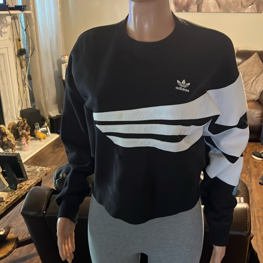 Adidas Black and White Women's Sweater